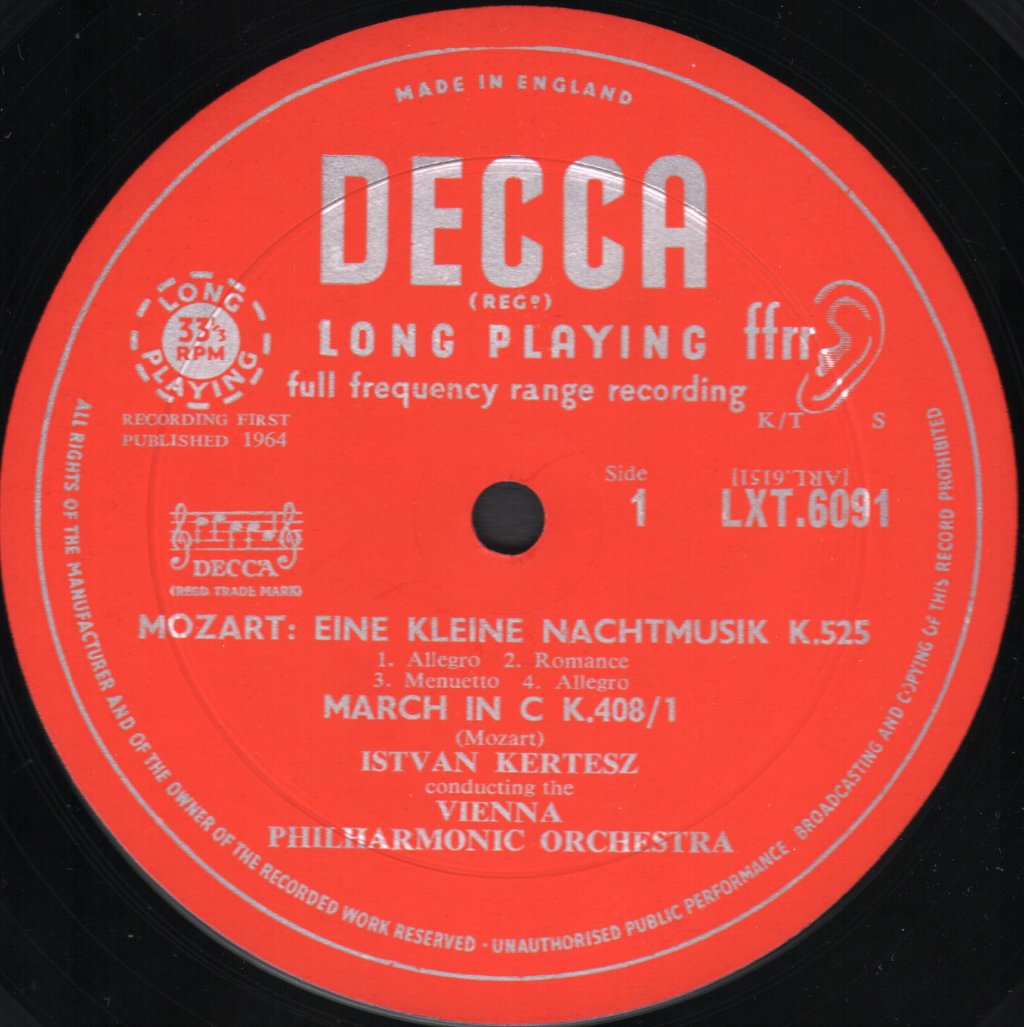 Istvan Kertesz / Vienna Philharmonic Orchestra - Mozart - Eine Kleine Nachtmusik K.525 / Symphony No.36 'The Linz' K.425 - Lp