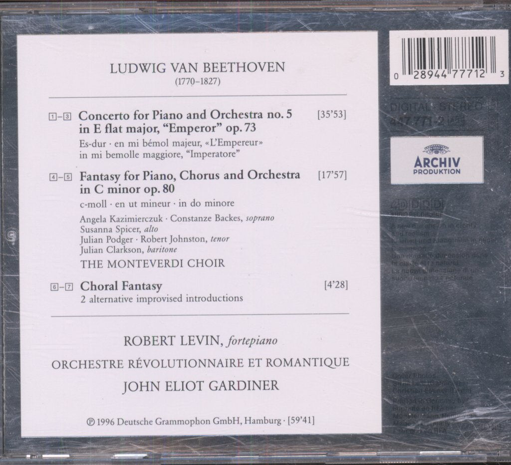 Robert Levin · Orchestre Révolutionnaire Et Romantique · John Eliot Gardiner - Piano Concertos Nos. 1&2 - Rondo WoO 6 - Cd