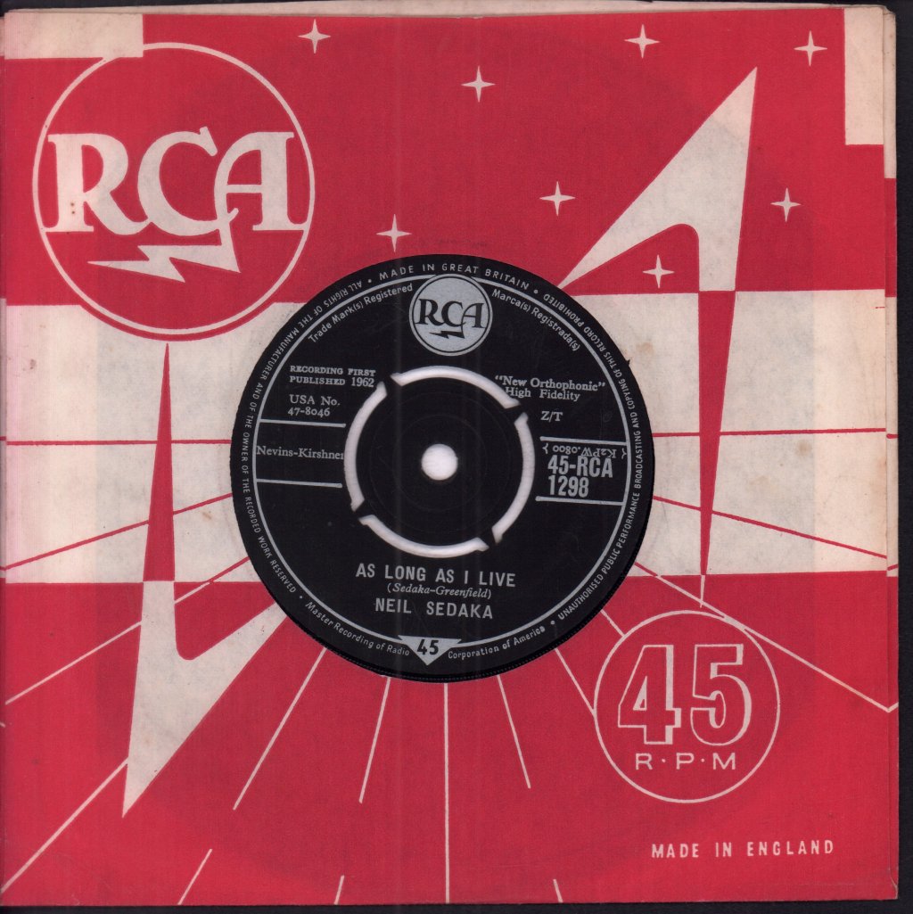 Neil Sedaka - Breaking Up Is Hard To Do - 7 Inch