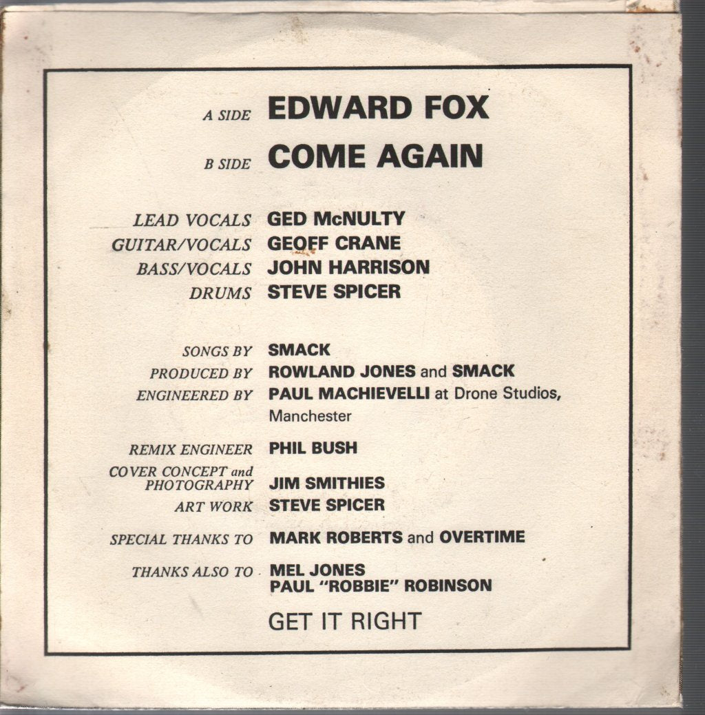 Smack (Uk Group) - Edward Fox - 7 Inch
