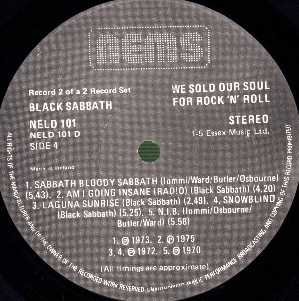 Black Sabbath - We Sold Our Soul For Rock N Roll - Double Lp