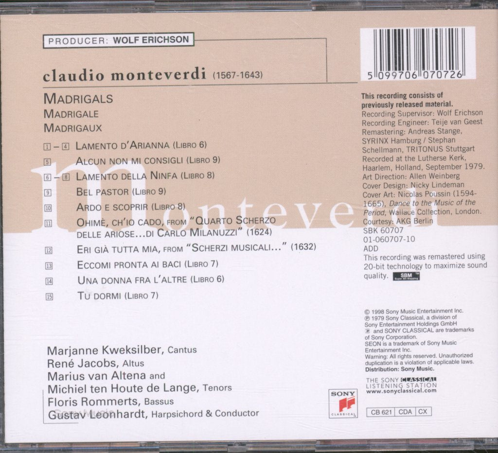 Claudio Monteverdi - Madrigali - Cd