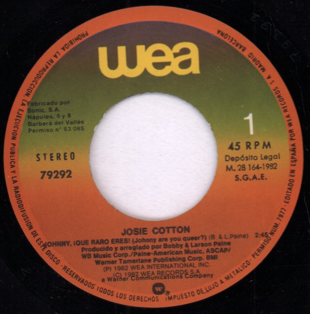 Josie Cotton - Johnny Are You Queer? - 7 Inch