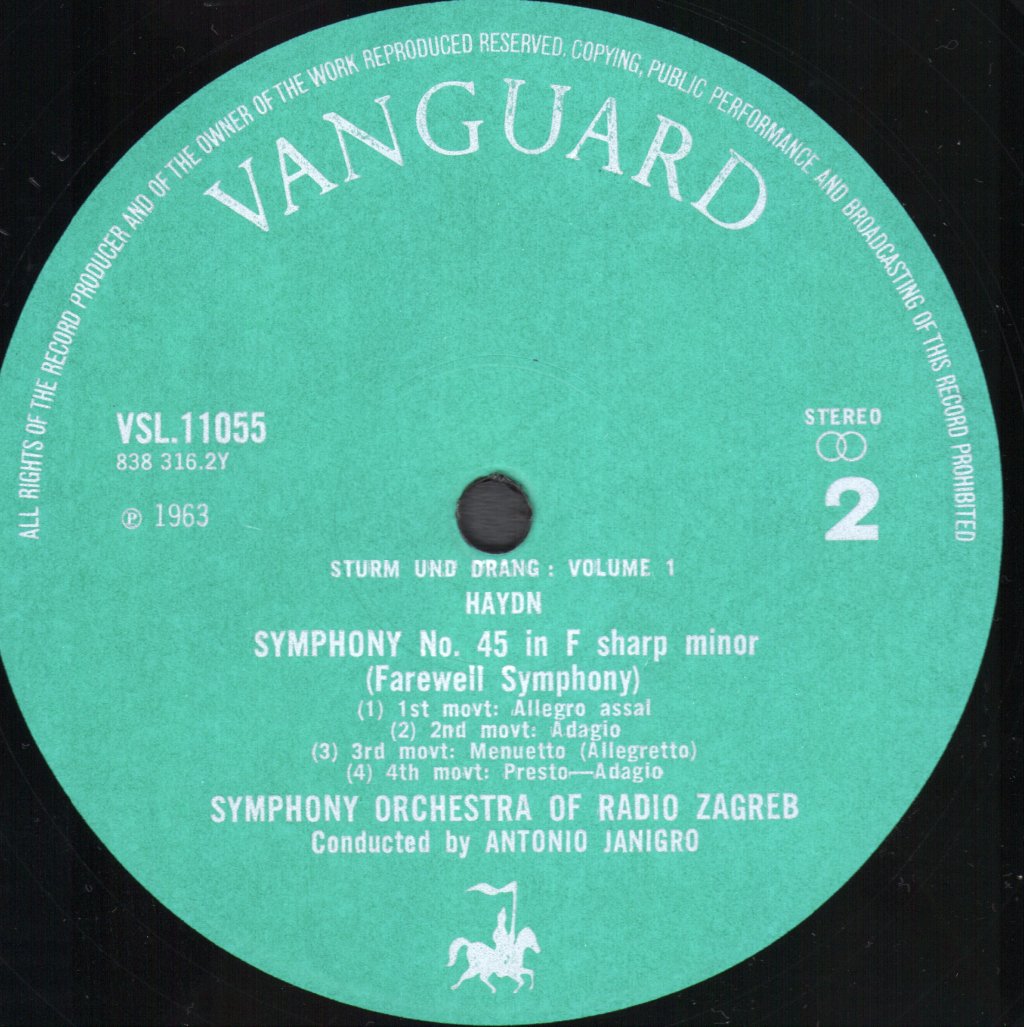 Antonio Janigro / Symphony Orchestra Of Radio Zagreb - Haydn - Sturm Und Drang Symphonies Volume 1 - Lp