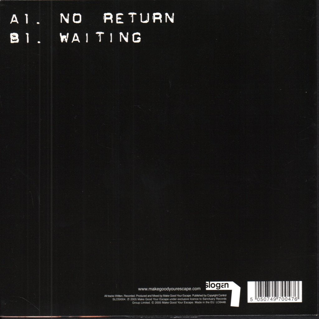 Make Good Your Escape - No Return - 7 Inch