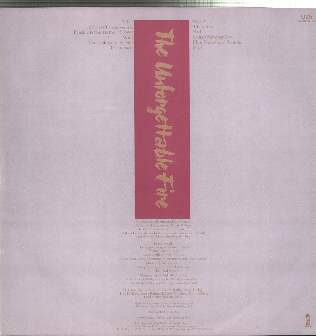 U2 - Unforgettable Fire - Lp