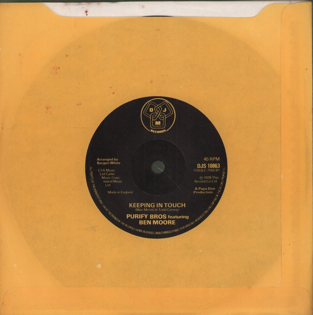Purify Bros Featuring Ben Moore - Easy As Pie - 7 Inch