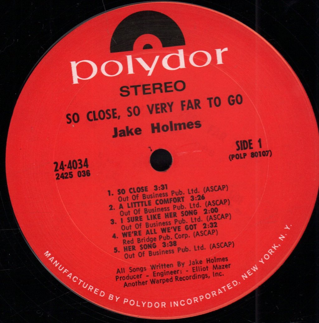 Jake Holmes - So Close So Very Far to go - Lp