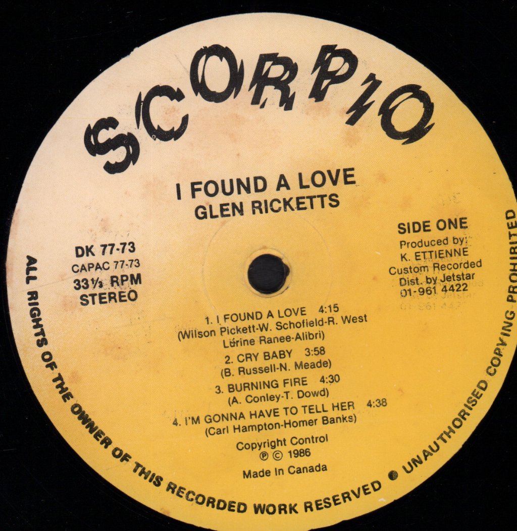 Glen Ricketts - I Found A Love - Lp