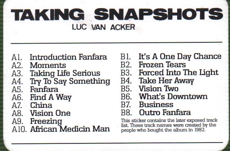 Luc Van Acker - Taking Snapshots - Lp