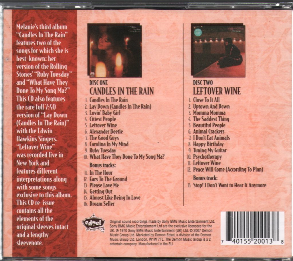 Melanie - Candles In The Rain + Leftover Wine - Double Cd