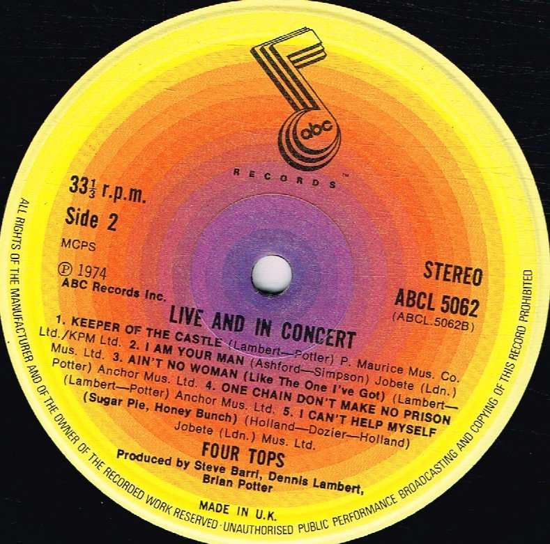 Four Tops - Live & In Concert - Lp