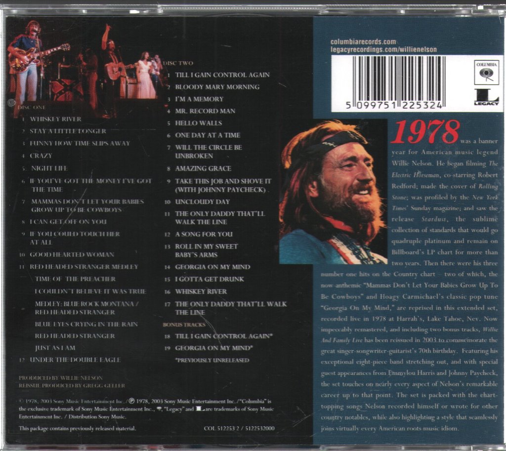Willie Nelson - Willie And Family Live - Double Cd