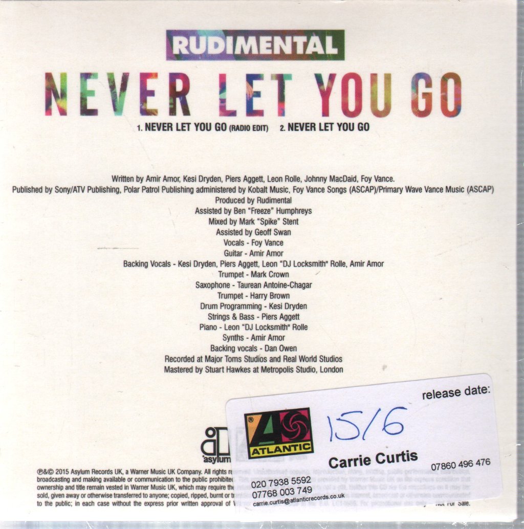 Rudimental - Never Let You Go - Cdr