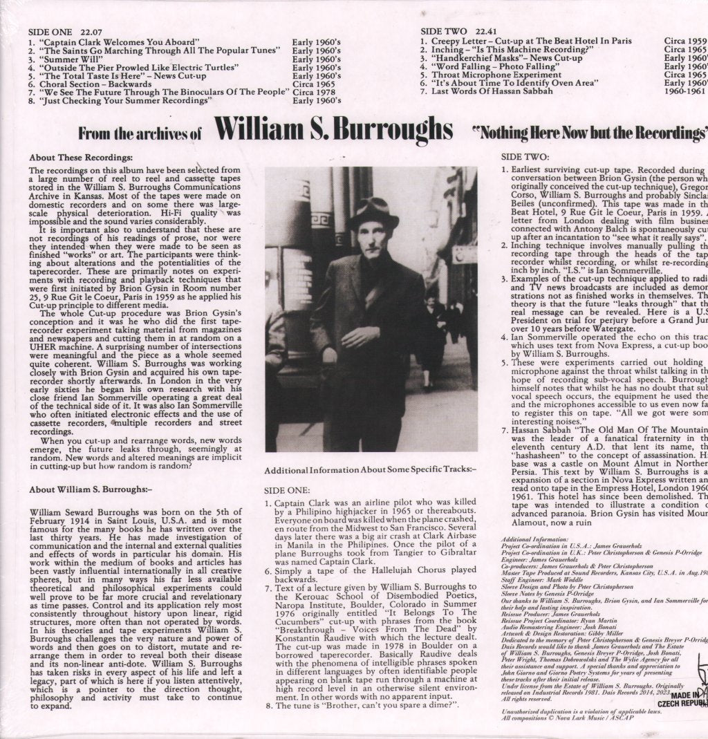 William S Burroughs - Nothing Here Now But the Recordings - Lp