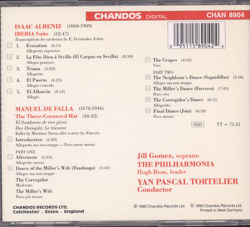 Jill Gomez, Yann Pascal Tortellier, Philharmonia - Albeniz: Iberia; Falla: The Three-Cornered Hat - Cd