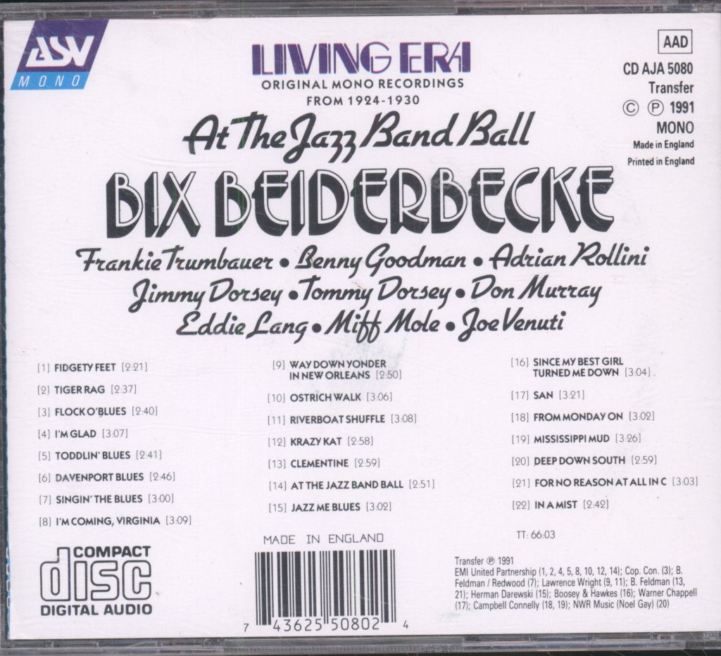 Bix Beiderbecke - At The Jazz Band Ball - Cd