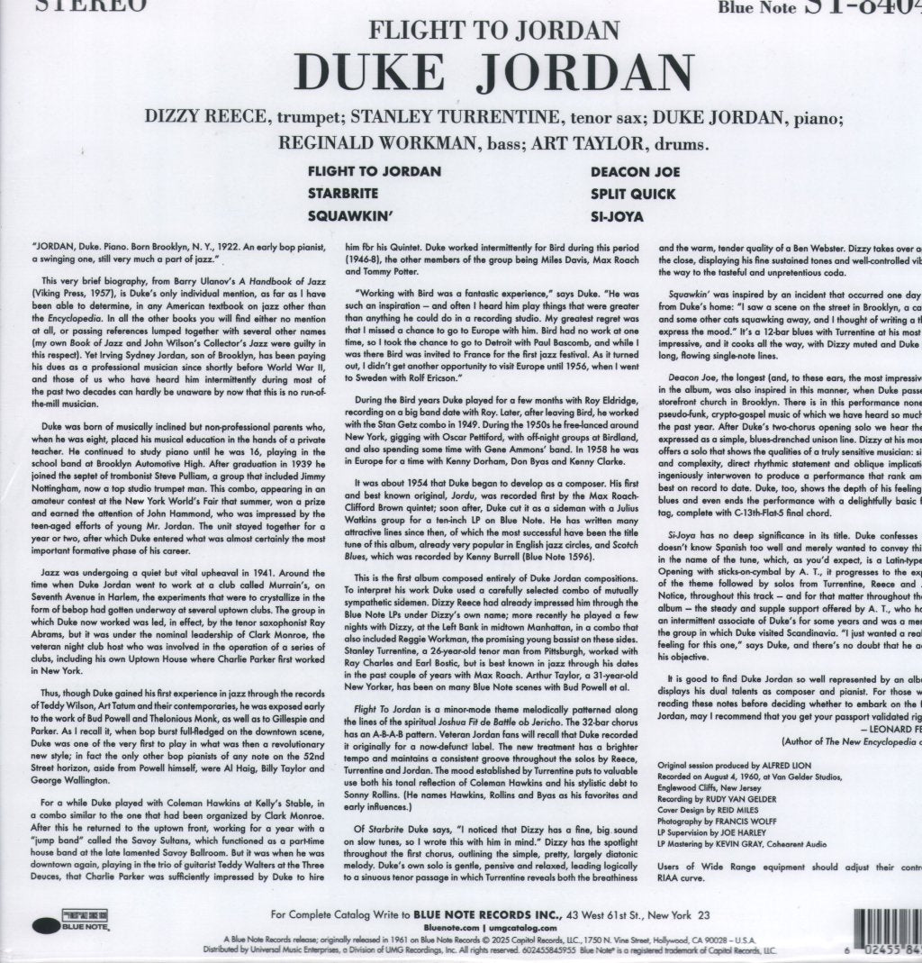 Duke Jordan - Flight To Jordan (Tone Poet) - Lp