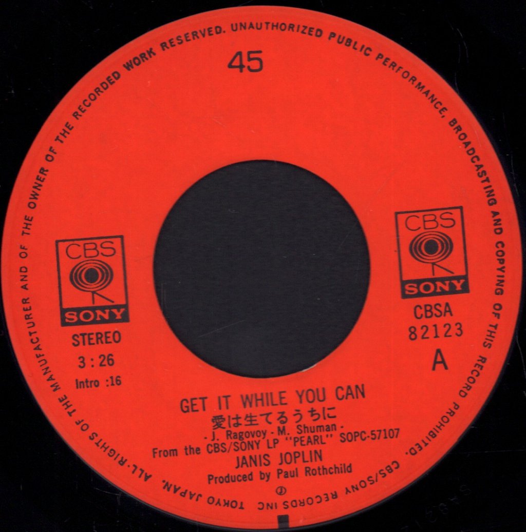 Janis Joplin - Get It While You Can - 7 Inch