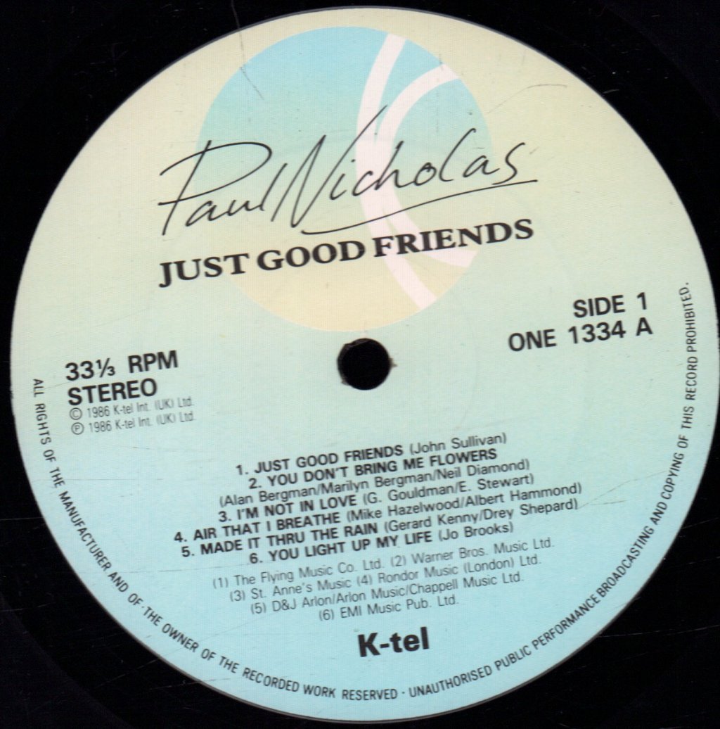 Paul Nicholas - Just Good Friends - Lp