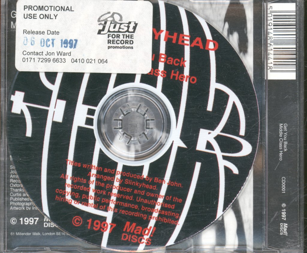 Slinkyhead - Get You Back - Cd