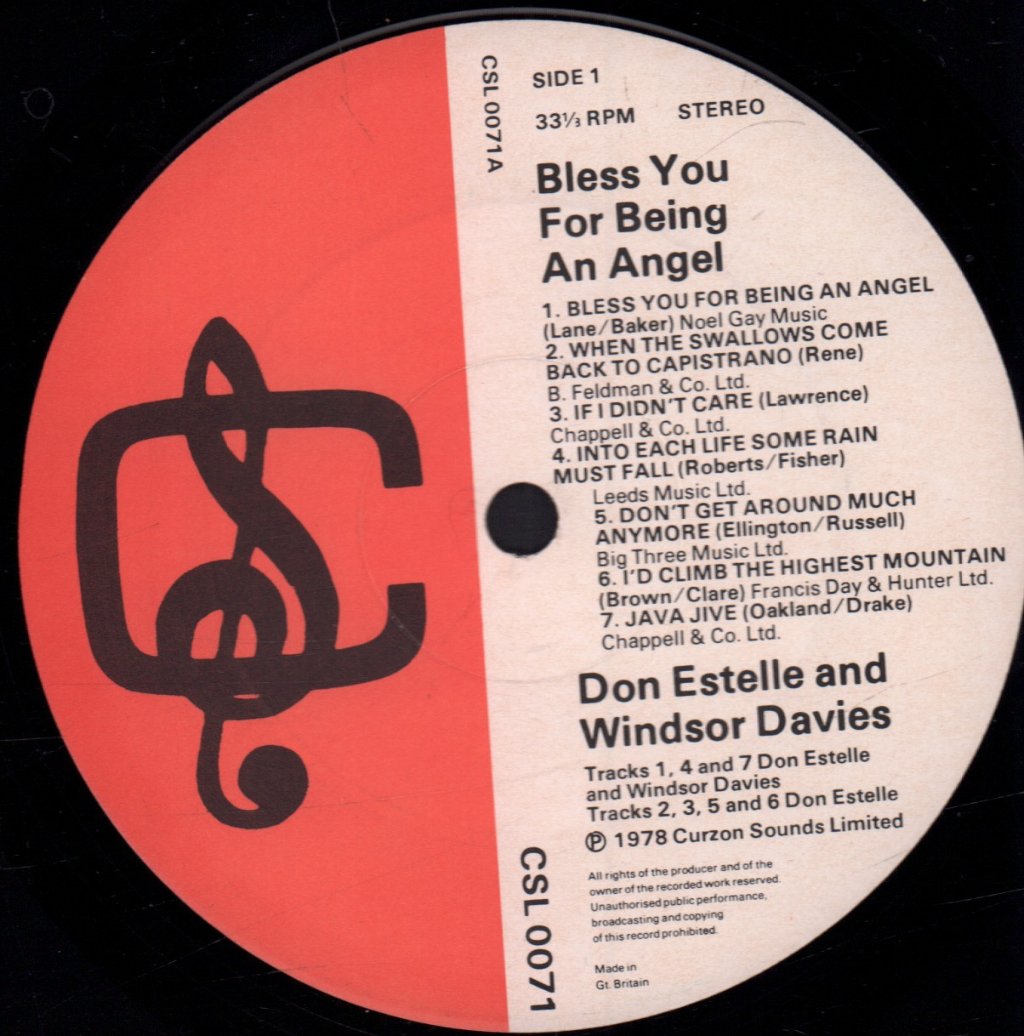 Don Estelle And Windsor Davies - Bless You For Being An Angel - Lp