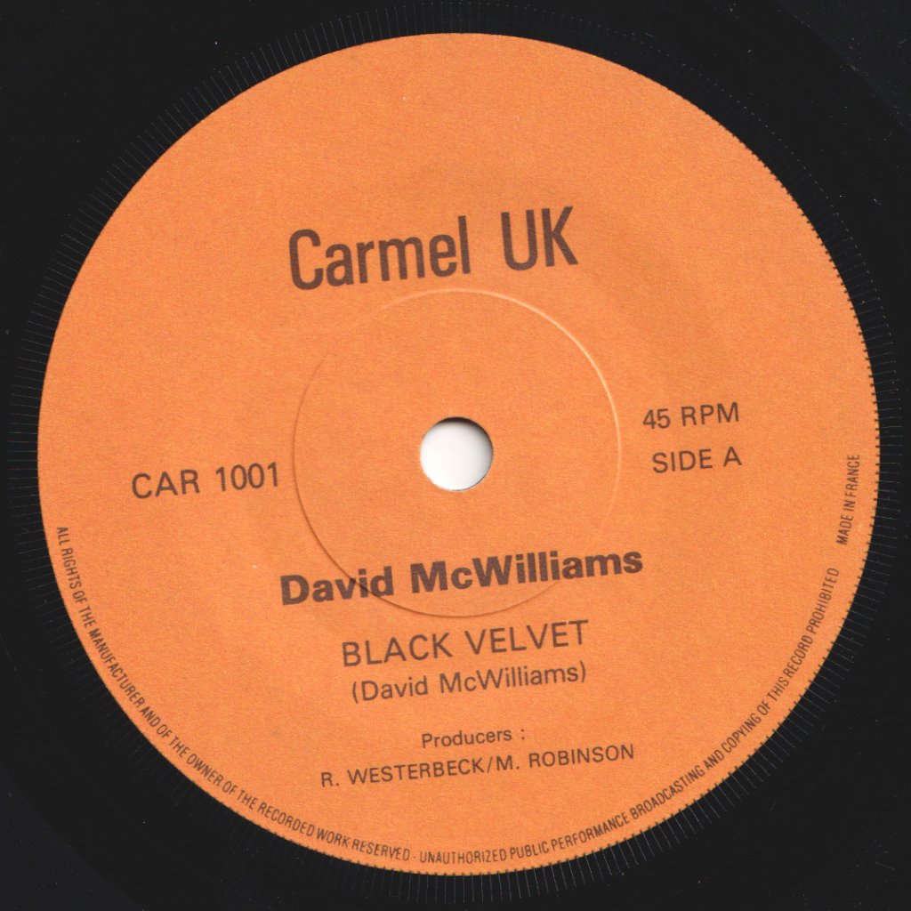 David Mcwilliams - Black Velvet - 7 Inch