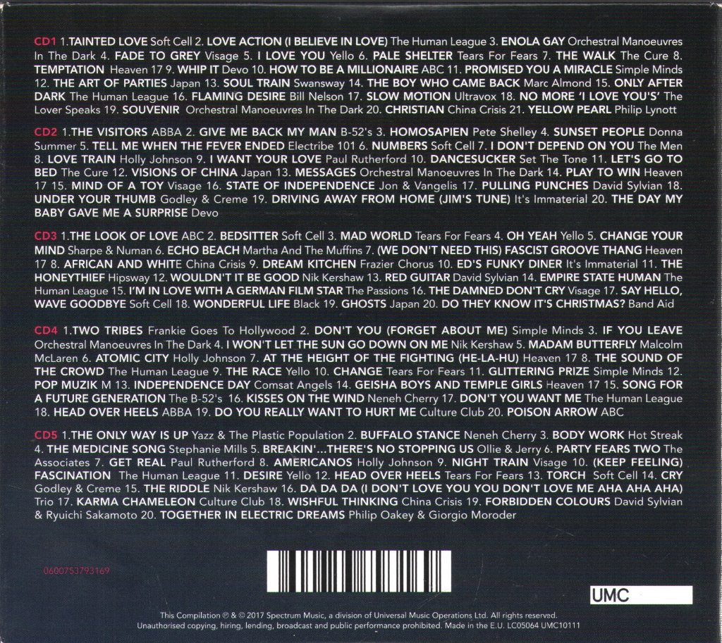 Various Artists - 101 Electronic 80s (101 Of The Biggest & Best Electronic & Synth-Pop Hits From The 1980s) - Cd Set