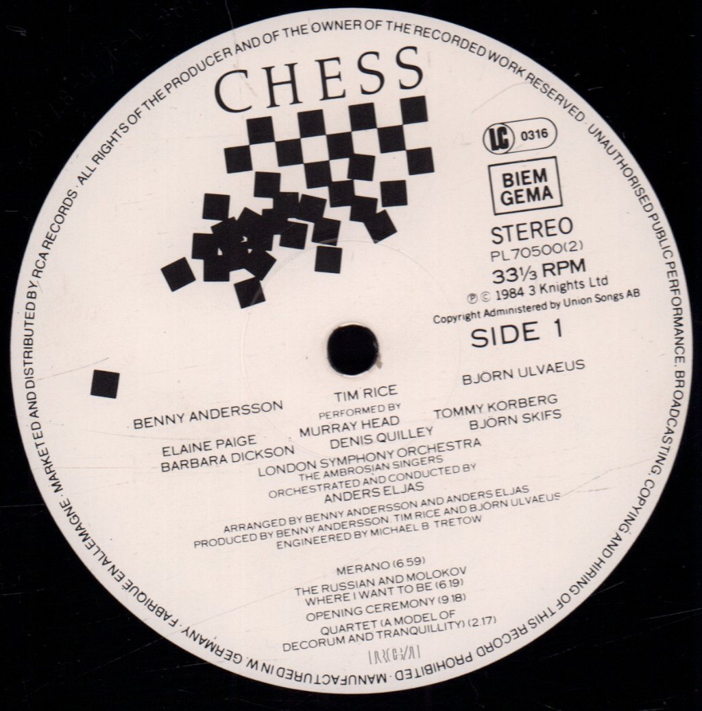 Benny Andersson, Tim Rice, Björn Ulvaeus - Chess musical - Double Lp
