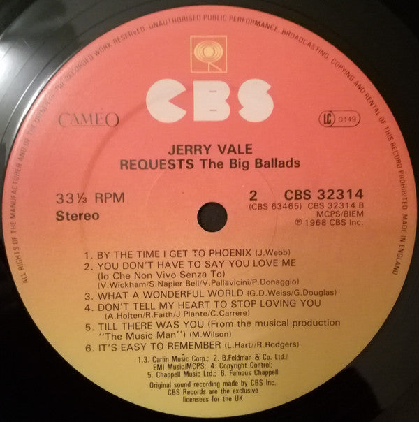 Jerry Vale - Requests The Big Ballads - Lp