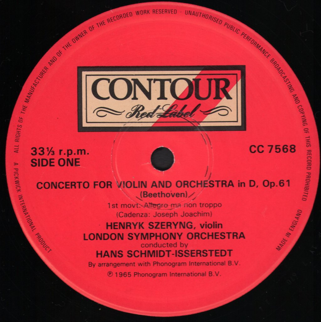 Henryk Szeryng / Hans Schmidt-Isserstedt / London Symphony Orchestra - Beethoven - Violin Concerto In D Op 61 - Lp