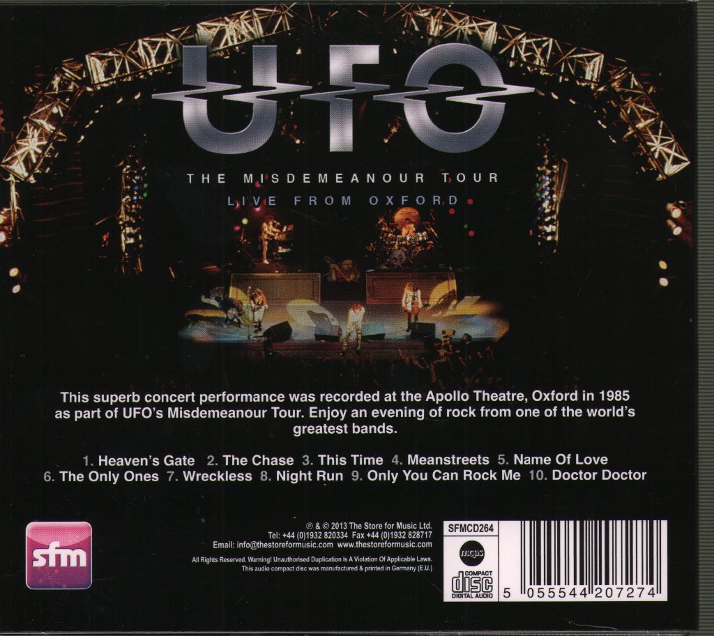 UFO - Misdemeanor Tour - Live From Oxford - Cd