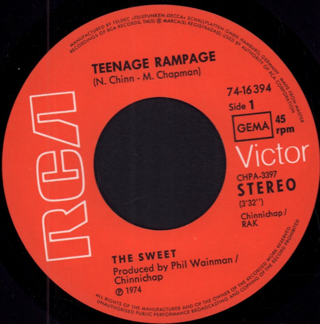 Sweet - Teenage Rampage - 7 Inch