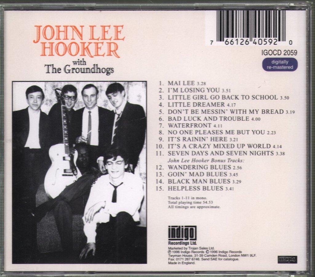 John Lee Hooker with the Groundhogs - Hooker & The Hogs - Cd