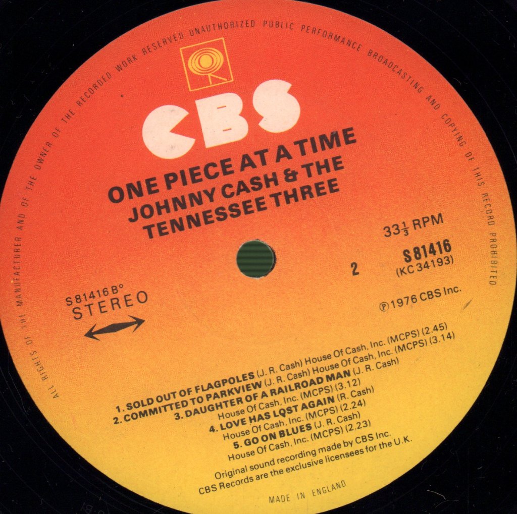 Johnny Cash And The Tennessee Three - One Piece At A Time - Lp