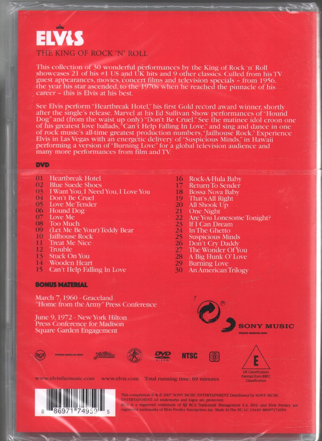 Elvis Presley - King Of Rock 'N' Roll (#1 Hit Performances And More) - Dvd
