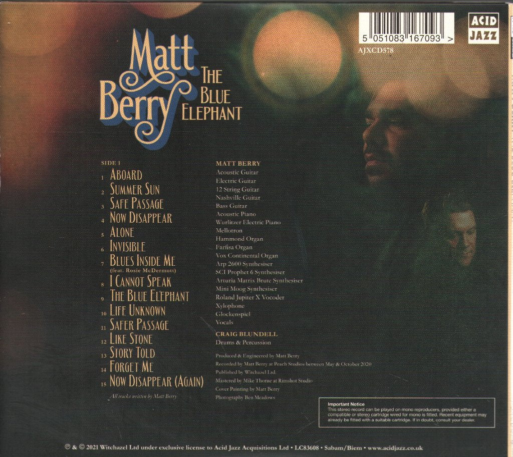 Matt Berry - Blue Elephant - Cd