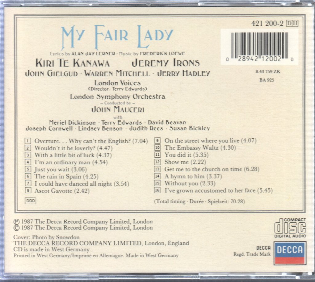 Kiri Te Kanawa - My Fair Lady - Cd