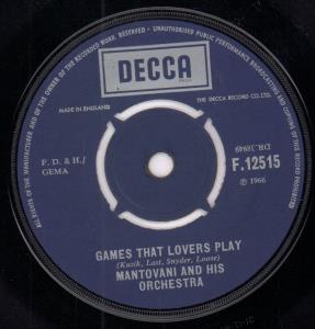 Mantovani - Games That Lovers Play - 7 Inch