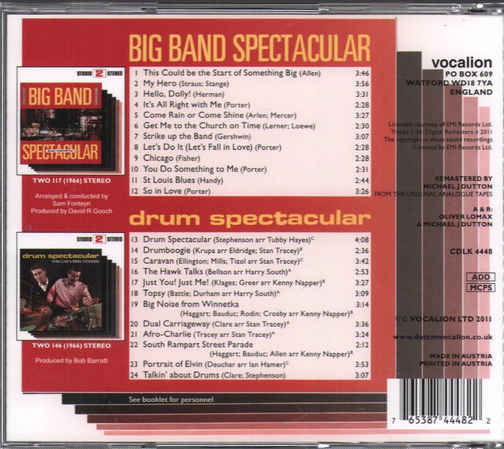Kenny Clare And Ronnie Stephenson - Big Band / Drum Spectacular - Cd