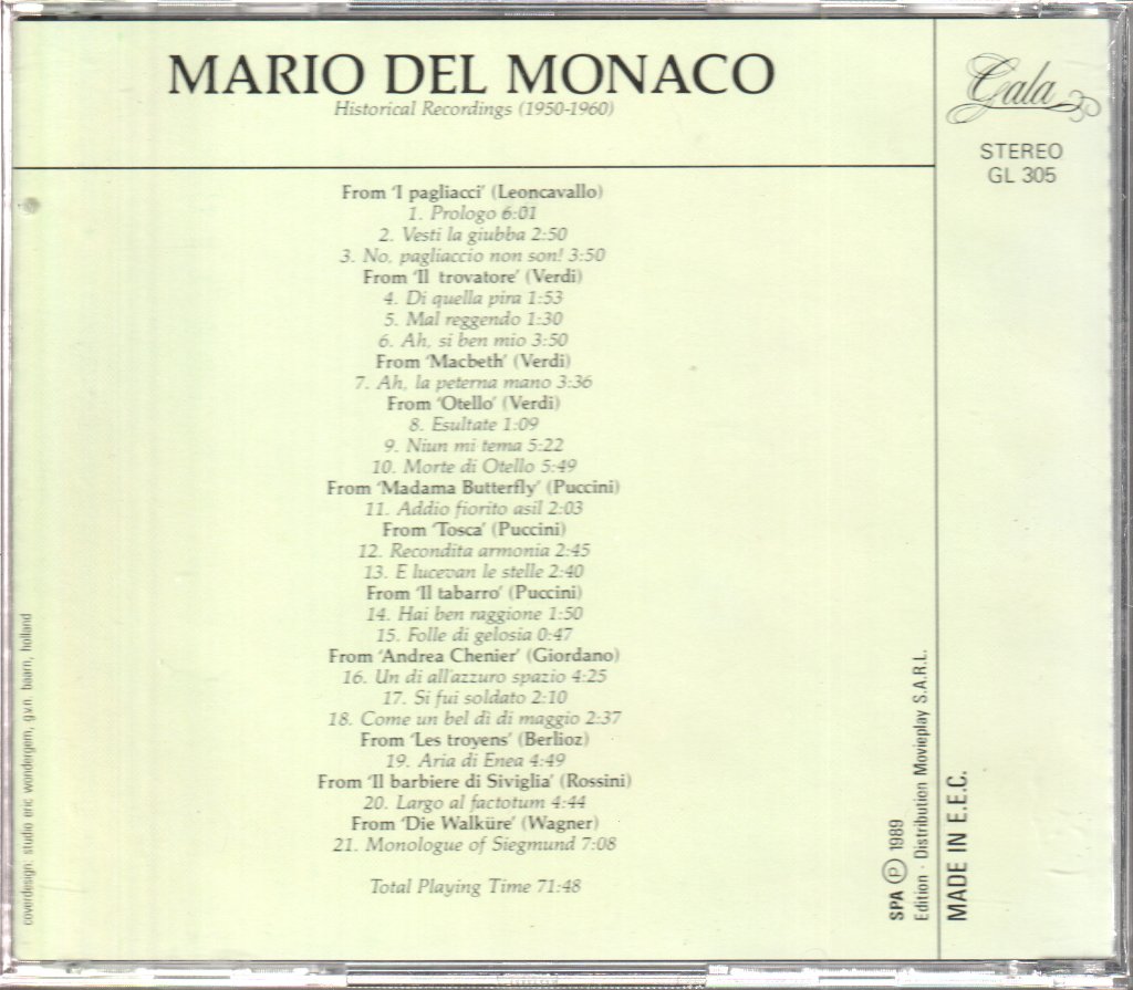Mario Del Monaco - Historical Recordings 1950 - 1960 - Cd