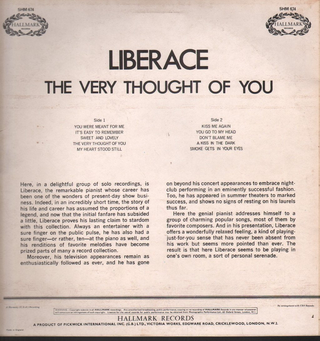 Liberace - Very Thought Of You - Lp
