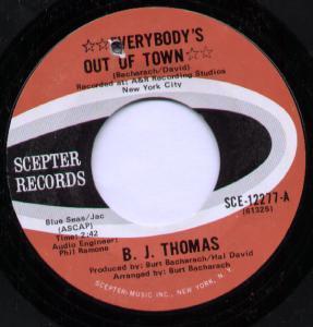 B.J.Thomas - Everybody's Out Of Town - 7 Inch