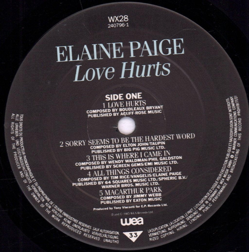 Elaine Paige - Love Hurts - Lp