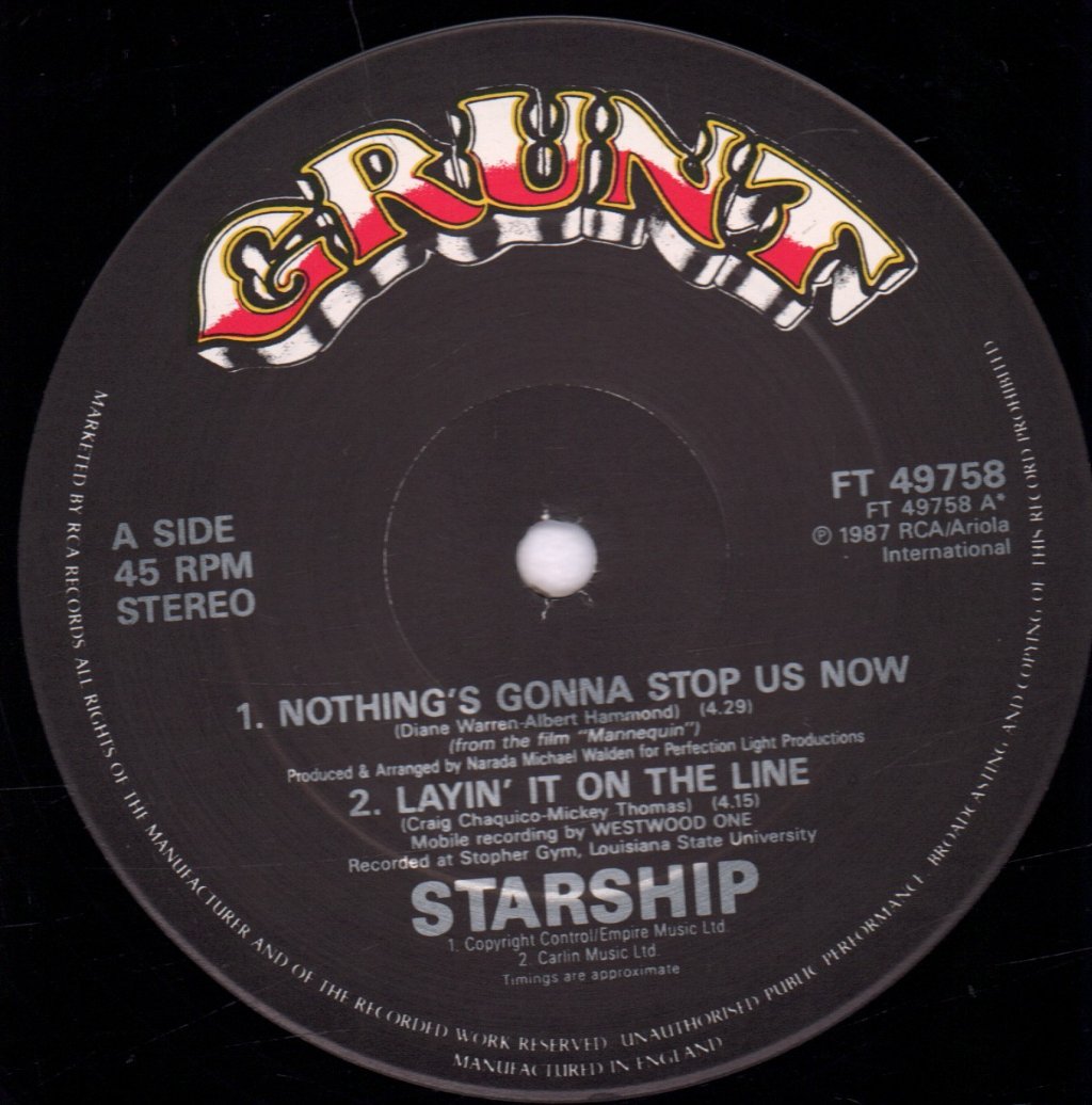 Starship - Nothing's Gonna Stop Us Now - 12 Inch