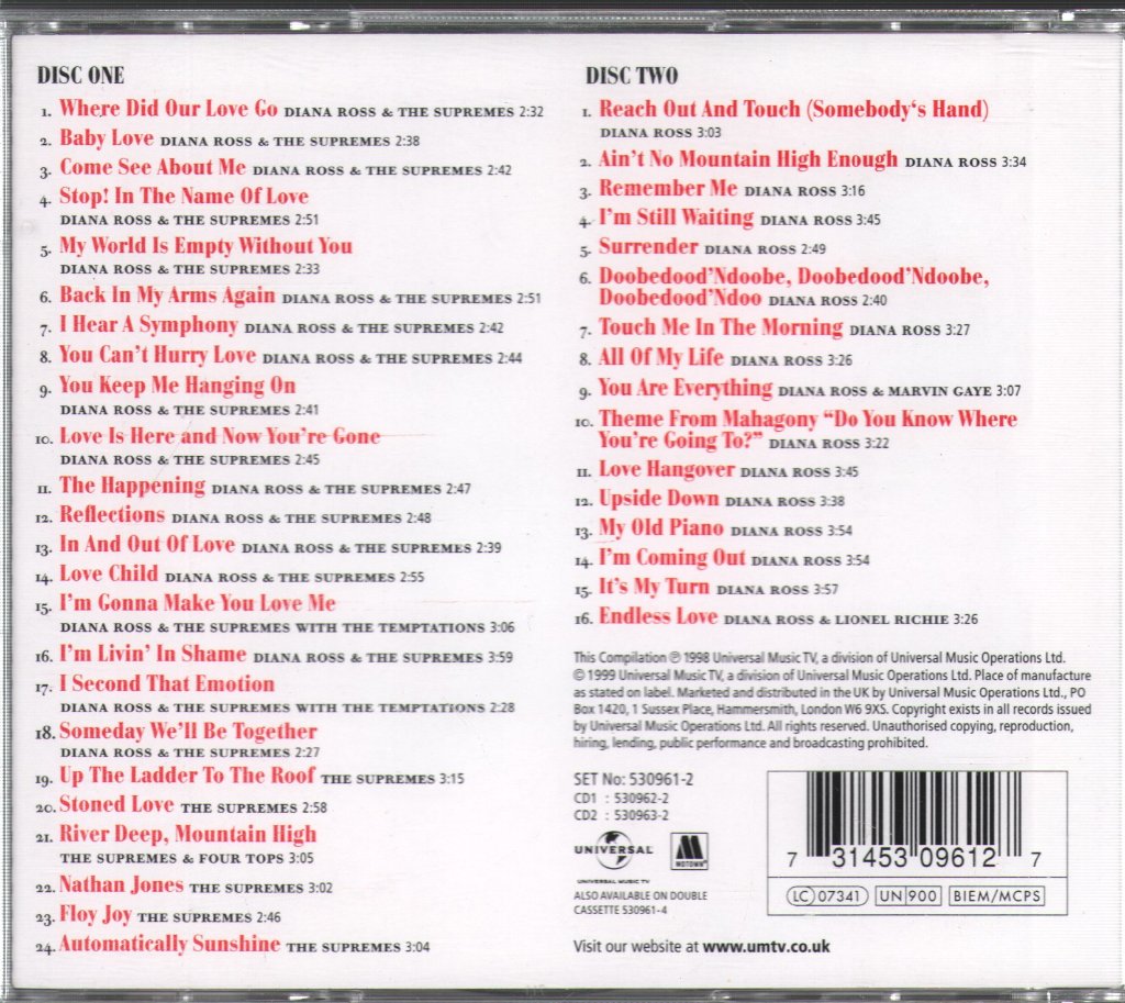 Diana Ross And The Supremes - 40 Golden Motown Greats - Double Cd