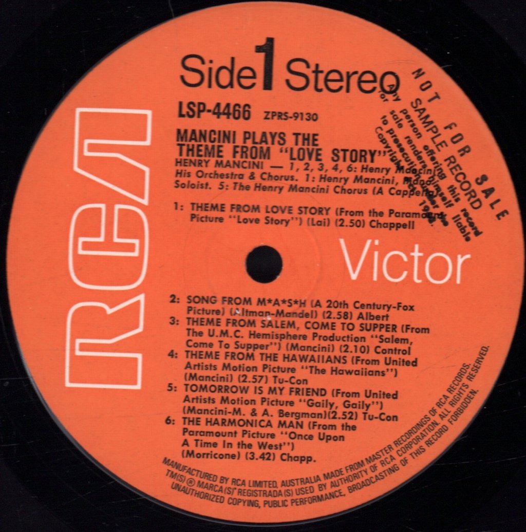 Henry Mancini - Mancini Plays The Theme From "Love Story" - Lp