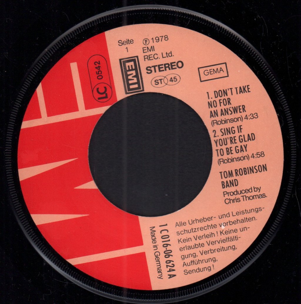 Tom Robinson Band - Rising Free - 7 Inch