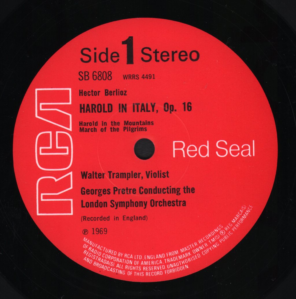 Walter Trampler / Georges Pretre / London Symphony Orch - Berlioz - Harold In Italy - Lp