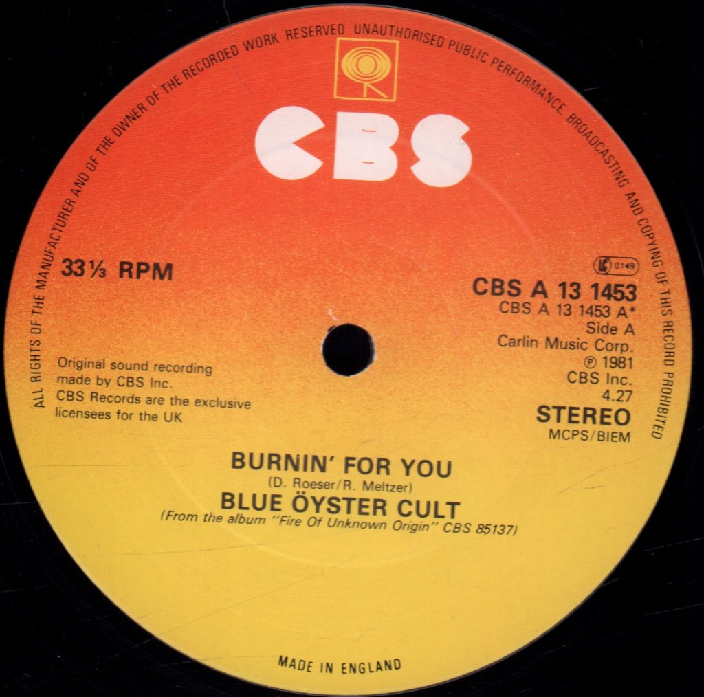 Blue Oyster Cult - Burnin For You - 12 Inch